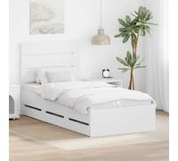 Bed Frame White Engineered Wood 100x200 cm Modern Storage Drawer Minimal Design