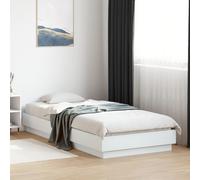 Bed Frame White Engineered Wood 100x200 cm Plywood Slats Low Profile Single