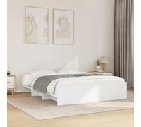 Bed Frame White Engineered Wood 160x200 cm Slatted Storage Platform Low Profile