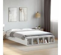 Bed Frame White King 150x200cm Engineered Wood Storage Plywood Slats Modern Box
