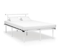 Bed frame White powder-coated metal & plywood 90x200 cm classic design 36cm high