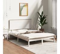 Bed frame White Solid Pine 120x190 cm Small Double Wooden Slatted with Headboard [EEK: D]