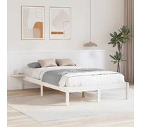 Bed frame White Solid Pine 135x190 cm Double Slatted Modern Minimalist Platform
