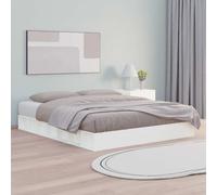 Bed frame White Solid Pine 160x200 cm Minimalist Platform Bed with Slats Classic
