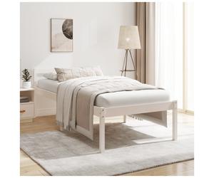 Bed Frame White Solid Pine 2ft6 Small Single Platform Slatted Headboard Compact
