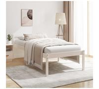 Bed Frame White Solid Pine 3ft Single Platform Slatted Frame with Headboard Mini