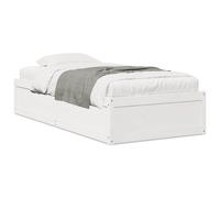 Bed frame white solid pine 75x190 cm small single wooden slatted platform design [EEK: A]