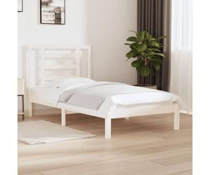 Bed frame White Solid Pine 75x190cm 2FT6 Single Headboard Sturdy 195.5x80.5x31cm