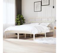 Bed frame White Solid Pine 75x190cm Small Single Rustic Headboard 195.5x81x100