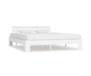 Bed Frame White Solid Pine 90x200cm Single Wooden Slatted Mattress Base UK Retro [EEK: A]