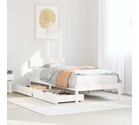 Bed frame White Solid Pine 90x200cm with 2 Underbed Drawers & Slatted Base Twin