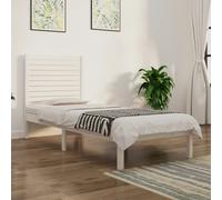 Bed frame White solid pine 90x210cm Extra Long single slatted storage bed.