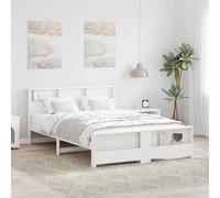 Bed Frame White Solid Pine Engineered Wood 160x200 Euro King Platform Bed Slats