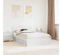 Bed Frame White Solid Pine & Engineered Wood 206x203x90cm Slatted Headboard Neo