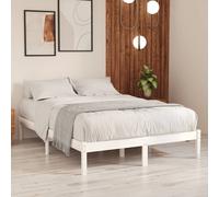 Bed frame white solid pine extra long 80x210cm slatted low profile 215x85x31cm .