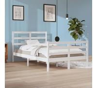 Bed frame White Solid Pine Wood 120x200 cm Rustic Headboard Slatted Single 2FT6 [EEK: A]