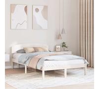 Bed Frame White Solid Pine Wood 120x200 cm with Headboard Modern Minimalist Look