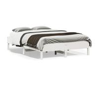 Bed Frame White Solid Pine Wood 140x190 cm Rustic Slatted Platform Low Style