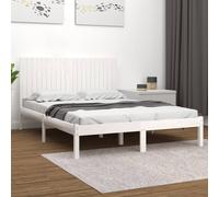 Bed Frame White Solid Pine Wood 200x200 cm Rustic Headboard Natural Compact Slim [EEK: D]