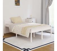 Bed Frame White Solid Pine Wood 4ft Small Double 120x190 cm Shabby Chic [EEK: A]