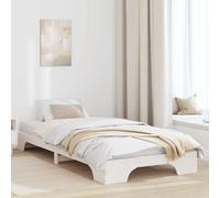 Bed Frame White Solid Pine Wood 75x190cm 20cmH Fixed Slatted Square Leg Base UK [EEK: A]