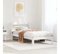 Bed frame White Solid Pine Wood 90x200 cm Plywood Slats Freestanding Headboards