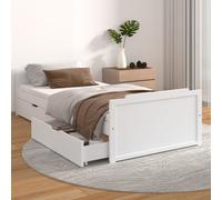 Bed Frame White Solid Pine Wood 90x200 cm with Underbed Storage Drawers - Rustic [EEK: D]