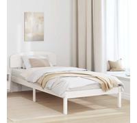 Bed frame White Solid Pine Wood Narrow Single 75x190cm Headboard Slatted Durable