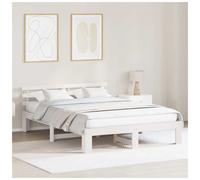 Bed Frame White Solid Pine Wood Super King 160x200cm Headboard 31cm Durable200kg