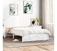 Bed Frame White Solid Pinewood 120x200 cm Small Single Wooden Headboard Rustic+ [EEK: A]