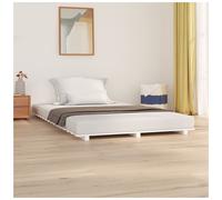 Bed frame White Solid Pinewood 150x200 cm King Size Slatted Rustic Platform Easy