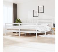 Bed frame White Solid Pinewood 200x200cm Rustic Headboard 205.5x206x100cm 21cm H