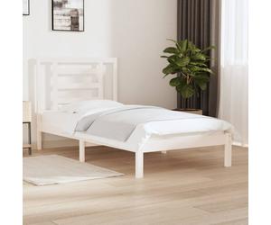Bed Frame White Solid Pinewood 2FT6 Small Single 75x190cm Headboard Rustic Chic
