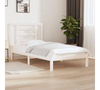 Bed Frame White Solid Pinewood 2FT6 Small Single 75x190cm Headboard Rustic Chic