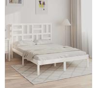Bed Frame White Solid Pinewood 2FT6 Small Single 75x190cm Plywood Slatted Rustic