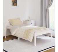 Bed frame White Solid Pinewood 3ft Single 90x190cm High Storage Headboard 45cm+ [EEK: A]