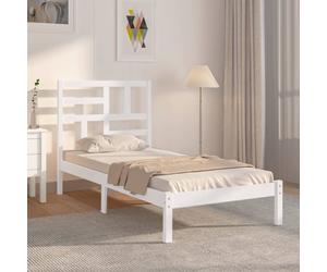Bed frame White Solid Pinewood 75x190 cm Small Single Wooden Headboard Pine 2ft6 [EEK: D]
