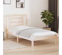 Bed frame White Solid Pinewood 75x190cm 2FT6 Small Single Rustic Headboard Cozy