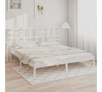 Bed Frame White Solid Pinewood 75x190cm 2FT6 Small Single with Headboard Plywood