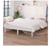 Bed Frame White Solid Pinewood 75x190cm Small Single Headboard Slatted Sturdy UK