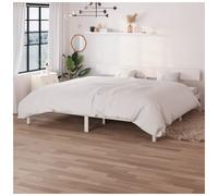 Bed frame White solid pinewood 75x190cm Small Single with Headboard, 196.5cm bed