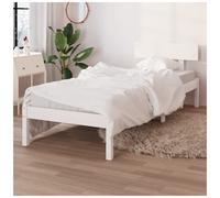 Bed frame White Solid Pinewood 75x190cm UK Small Single Headboard Sturdy Slats