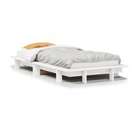 Bed Frame White Solid Pinewood 90x190 cm Single Slatted Minimalist Wooden Modern [EEK: A]