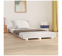 Bed frame White Solid Pinewood 90x200 cm Plywood Slats Rustic Platform Twin Size