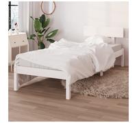 Bed frame White Solid Pinewood 90x200cm Single with Headboard Slatted Base UKEco