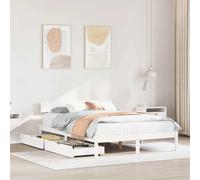 Bed frame White Solid Pinewood Small Double 120x190cm Storage Drawers with Slats