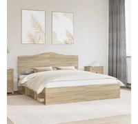 Bed frame White Sonoma oak 180x200cm Super King Engineered wood Headboards Pine [EEK: A]