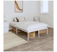 Bed Frame White Steel 120x200cm Metal Slatted Sturdy Storage Guest Classic