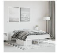 Bed frame White Steel 140x200cm Metal Slatted Sturdy Storage Under-Bed 26cm gap