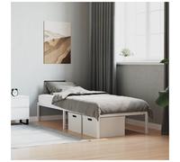 Bed frame White Steel Small Single 80x200cm Metal Slatted Low Storage Underbed